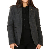 Blazer en tweed à carreaux gris pour femme