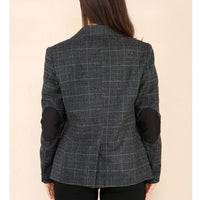 Blazer en tweed à carreaux gris pour femme