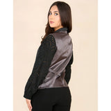 Gilet en tweed à carreaux gris pour femme