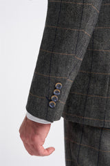 Costume trois pièces pour homme Cavani Albert en tweed à chevrons - Gris anthracite