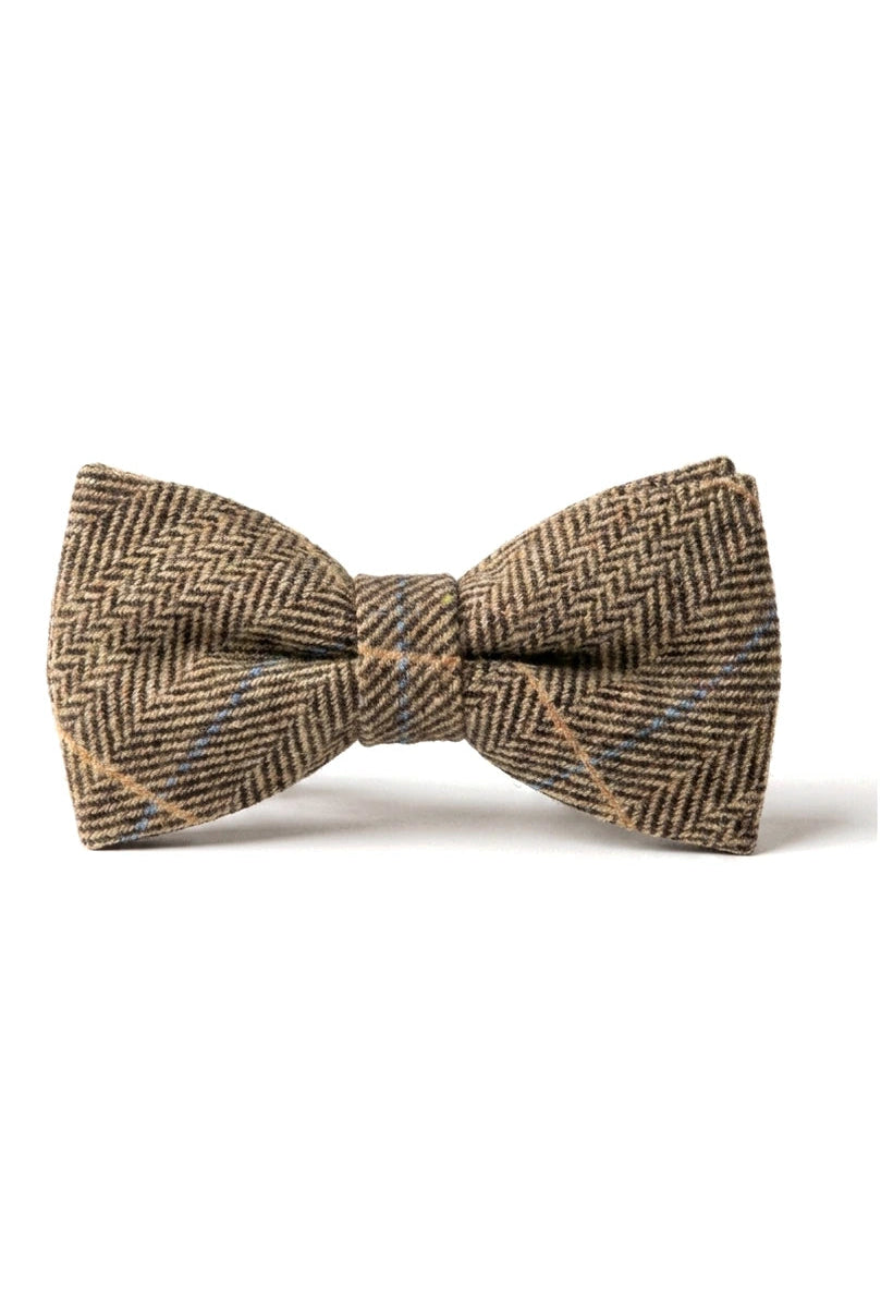 Nœud papillon Albert pour homme en tweed à chevrons marron