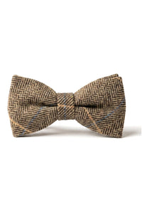 Nœud papillon Albert pour homme en tweed à chevrons marron
