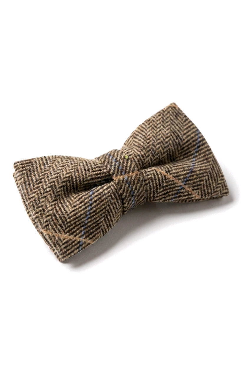 Nœud papillon Albert pour homme en tweed à chevrons marron