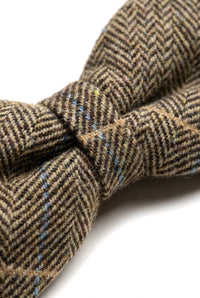 Nœud papillon Albert pour homme en tweed à chevrons marron
