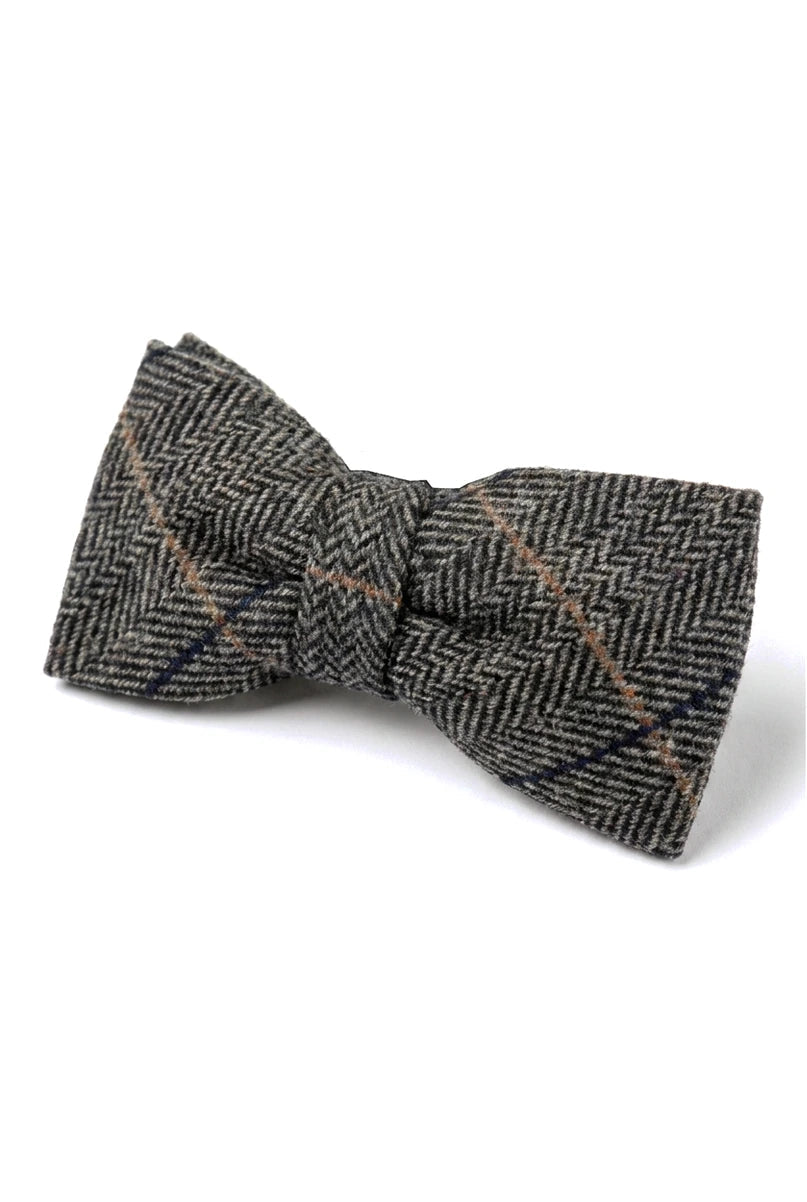 Nœud papillon Albert pour homme, en tweed gris à chevrons