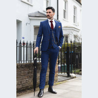 Costume trois pièces à carreaux bleus et marrons pour homme, coupe ajustée, idéal pour mariage, bal de promo, courses hippiques, style Prince de Galles