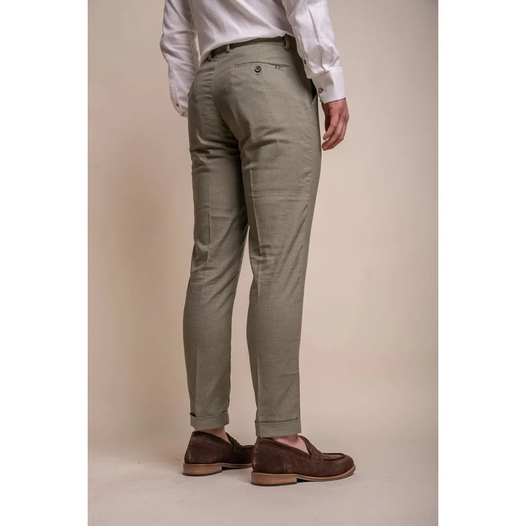 Alvari - Men's Sage Linen Summer Trousers
