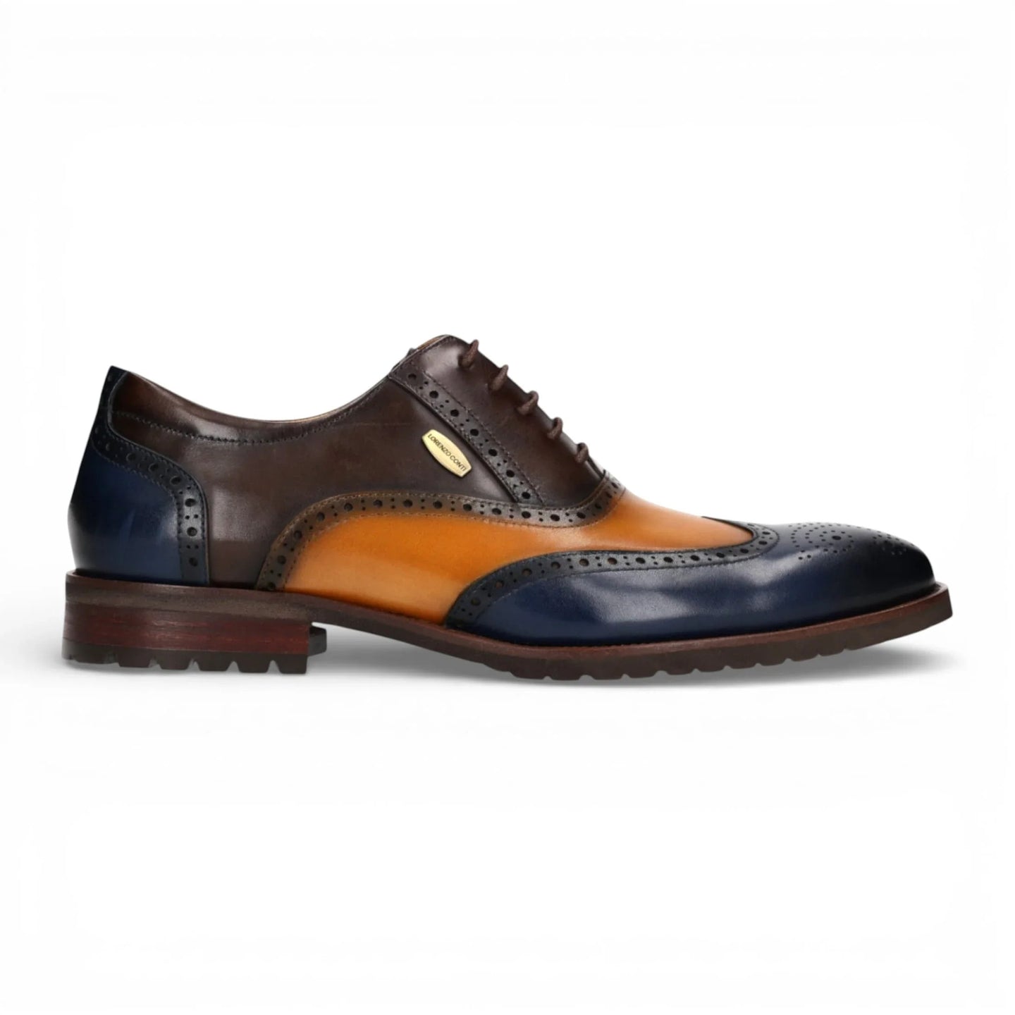 Antonin 01 - Chaussures Oxford en cuir bleu et marron pour hommes