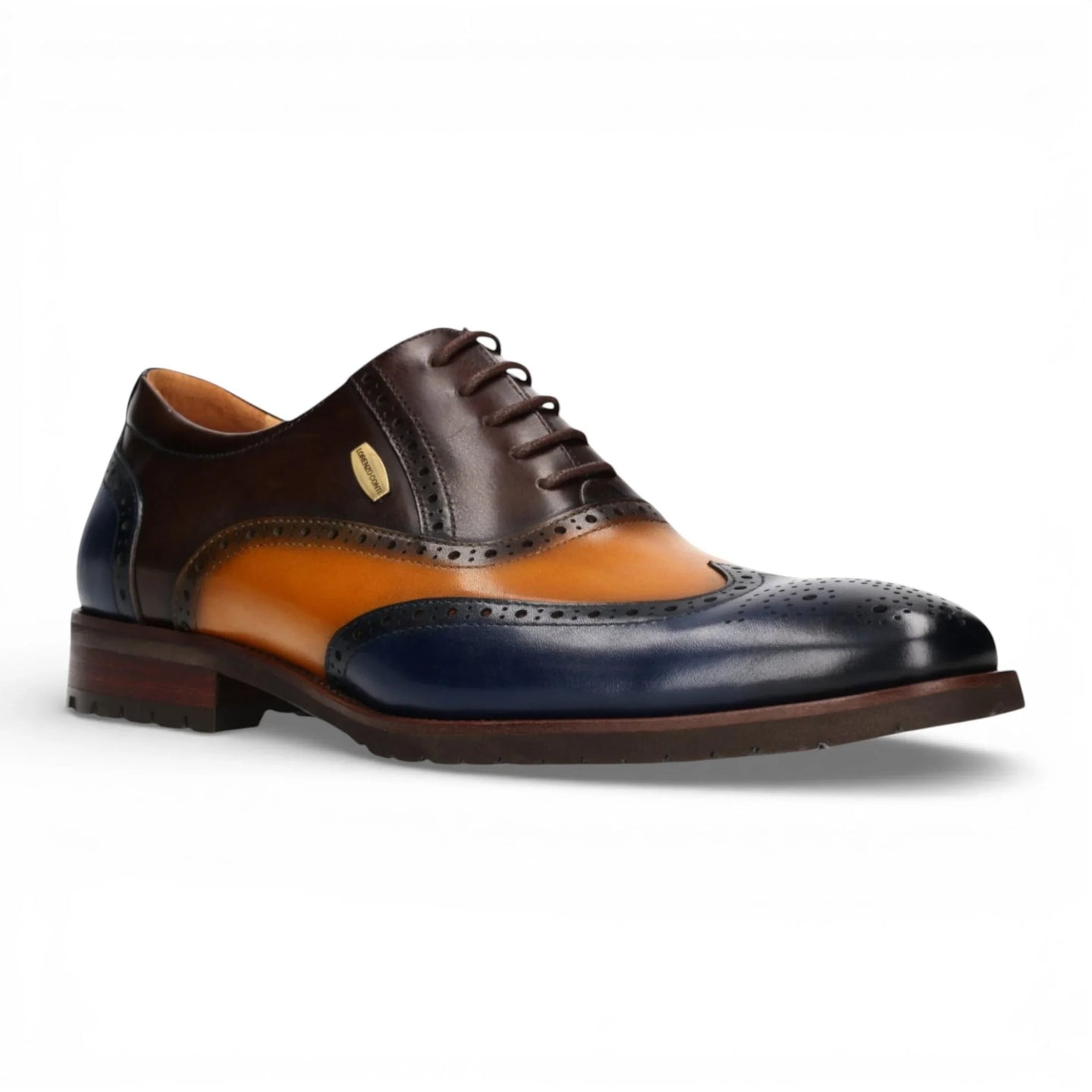 Antonin 01 - Chaussures Oxford en cuir bleu et marron pour hommes