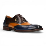 Antonin 01 - Chaussures Oxford en cuir bleu et marron pour hommes