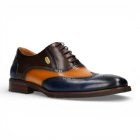 Antonin 01 - Chaussures Oxford en cuir bleu et marron pour hommes