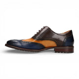 Antonin 01 - Chaussures Oxford en cuir bleu et marron pour hommes