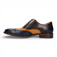 Antonin 01 - Chaussures Oxford en cuir bleu et marron pour hommes