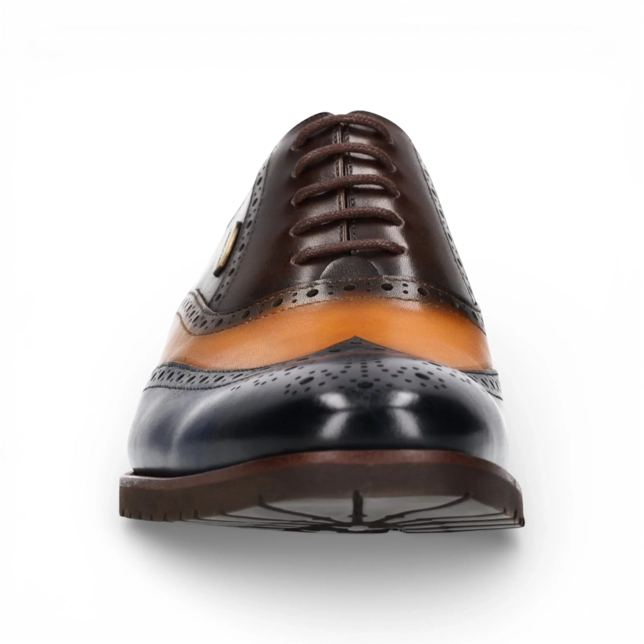 Antonin 01 - Chaussures Oxford en cuir bleu et marron pour hommes