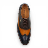 Antonin 01 - Chaussures Oxford en cuir bleu et marron pour hommes