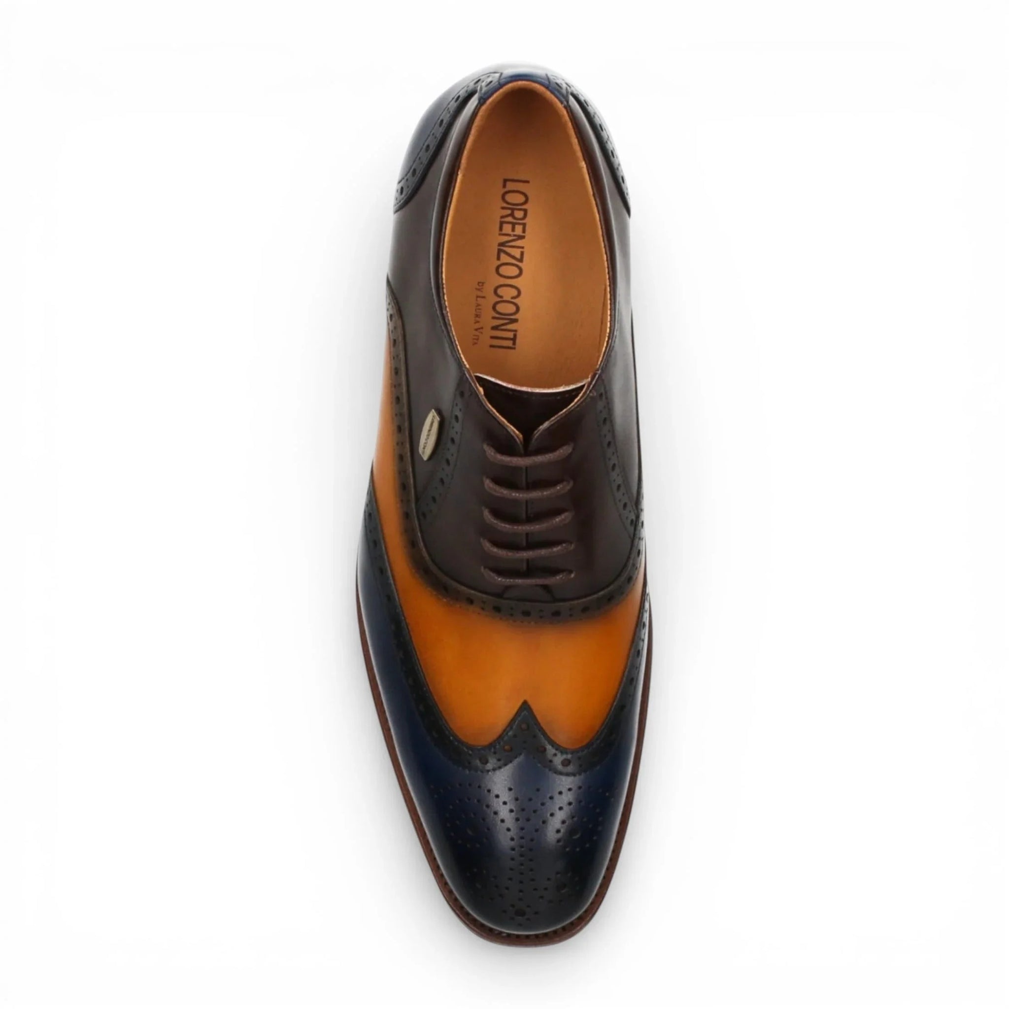 Antonin 01 - Chaussures Oxford en cuir bleu et marron pour hommes