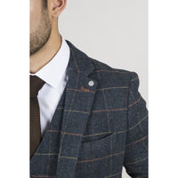 Archer - Men's Navy Checked Herringbone Tweed Blazer