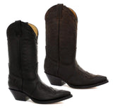 Mens Cowboy Boots Pointed Black Brown Grinders Arizona Real Leather Western Cuban