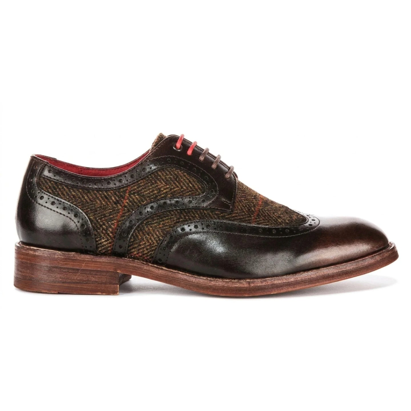 Arlo - Chaussures brogues en tweed et cuir marron pour hommes