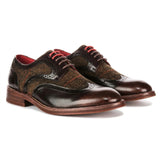 Arlo - Chaussures brogues en tweed et cuir marron pour hommes