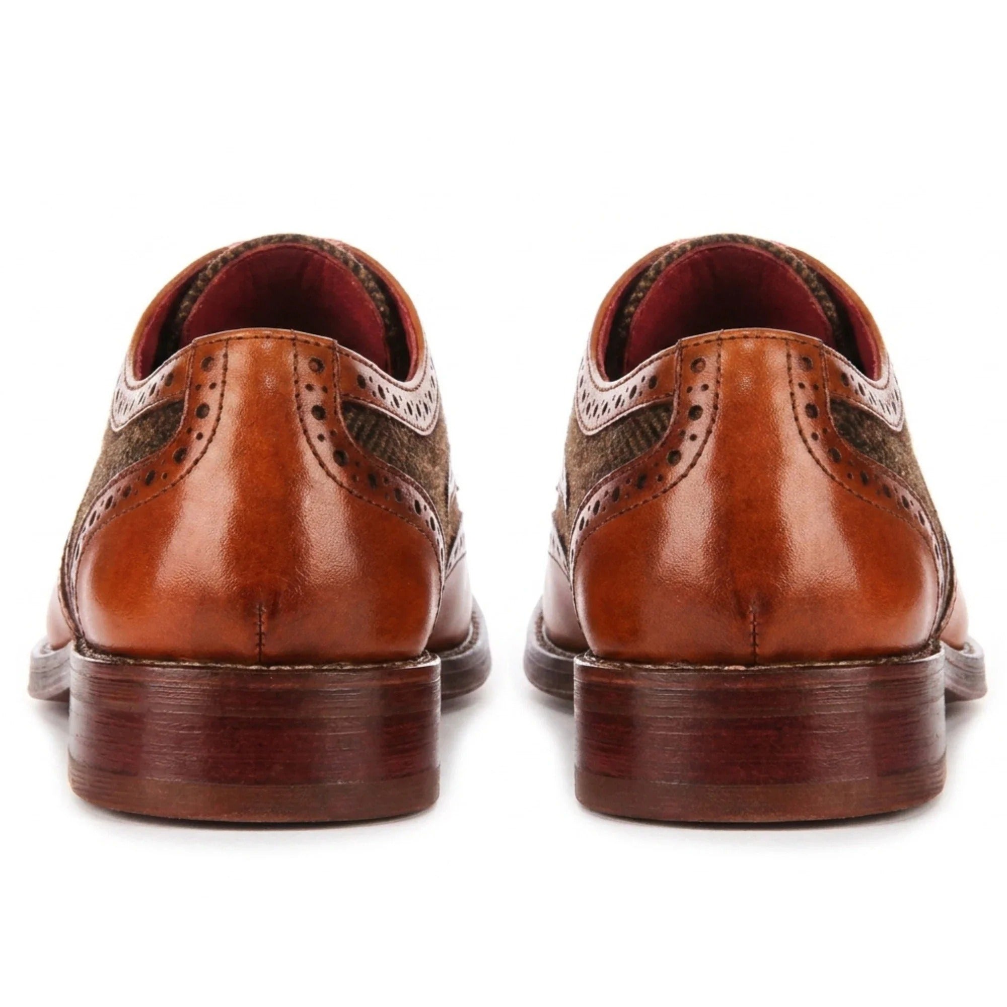 Arlo - Chaussures brogues en cuir et tweed fauve pour hommes