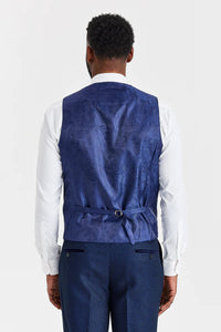 Costume Arthur Navy avec gilet contrastant en tweed gris Harris