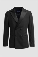 Aspen - Blazer de smoking croisé noir pour homme