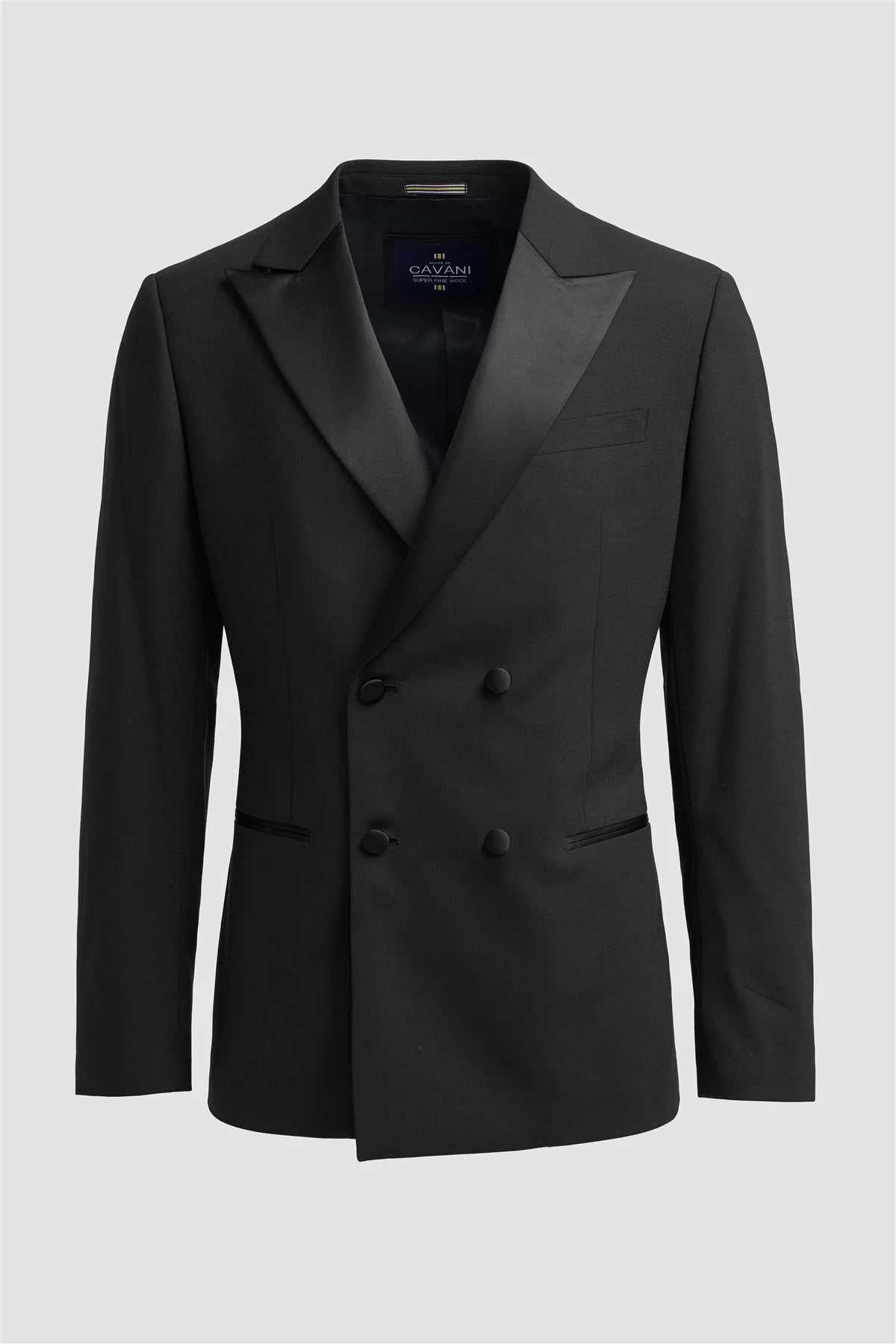 Aspen - Blazer de smoking croisé noir pour homme
