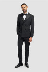 Aspen - Blazer de smoking croisé noir pour homme