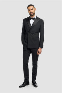 Aspen - Blazer de smoking croisé noir pour homme