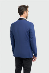 Aspen - Blazer de smoking bleu à col châle pour homme