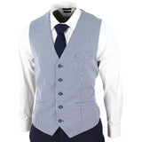 Baresi Men's 3-Piece Grey and Navy Contrasting Classic Summer Check Suit