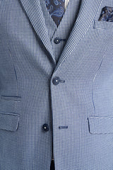 Costume d'été classique à carreaux contrastés gris et marine pour homme Baresi, trois pièces