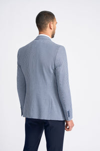 Costume d'été classique à carreaux contrastés gris et marine pour homme Baresi, trois pièces