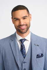 Costume d'été classique à carreaux contrastés gris et marine pour homme Baresi, trois pièces