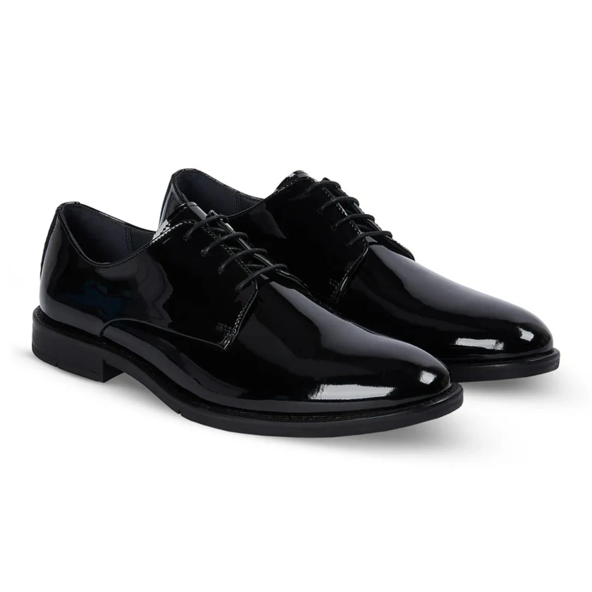 Beaumont - Chaussures Derby pour hommes en cuir verni noir