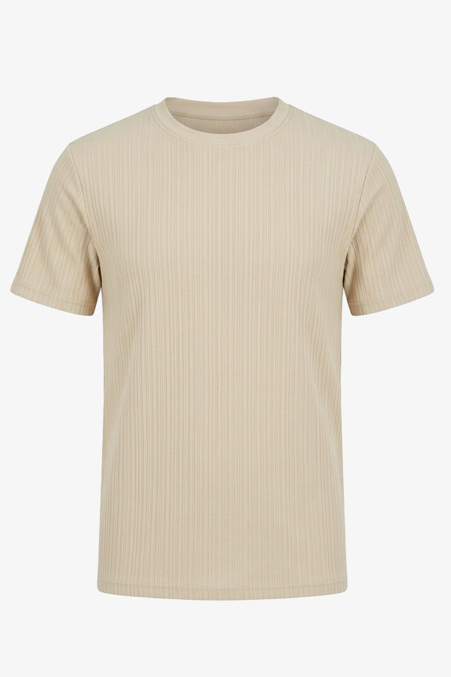 T-shirt classique côtelé beige pour homme