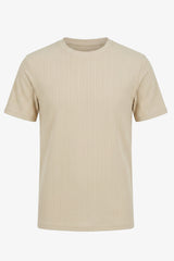T-shirt classique côtelé beige pour homme