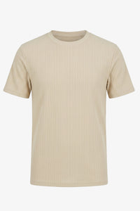 T-shirt classique côtelé beige pour homme