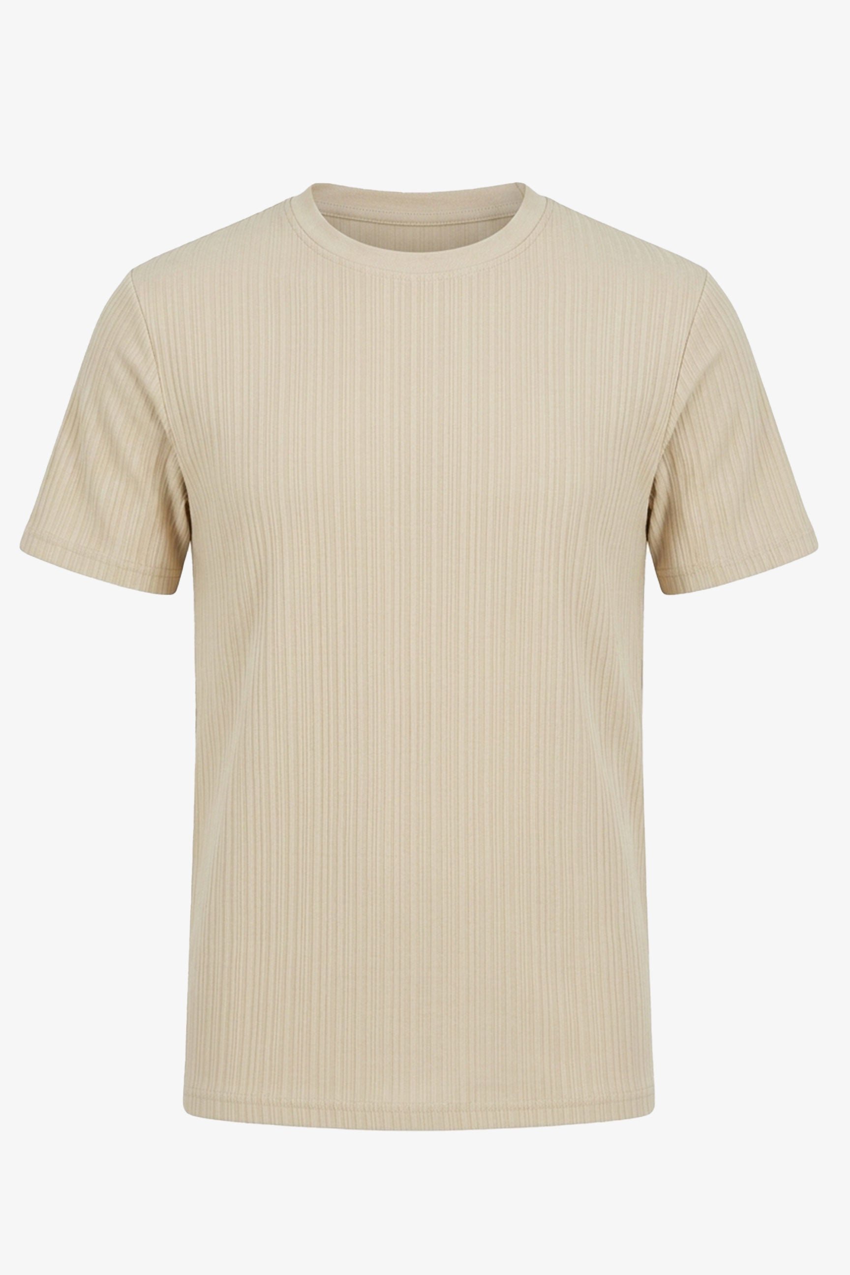 T-shirt classique côtelé beige pour homme