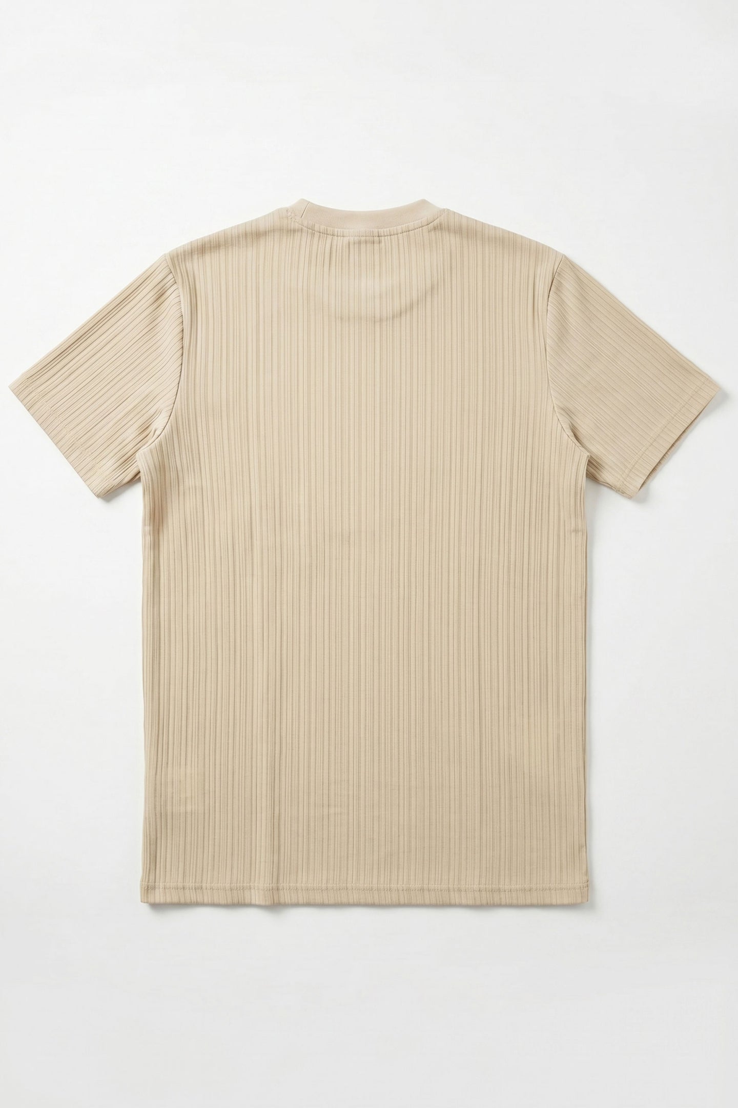 T-shirt classique côtelé beige pour homme