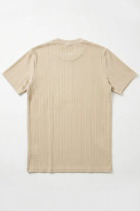 T-shirt classique côtelé beige pour homme