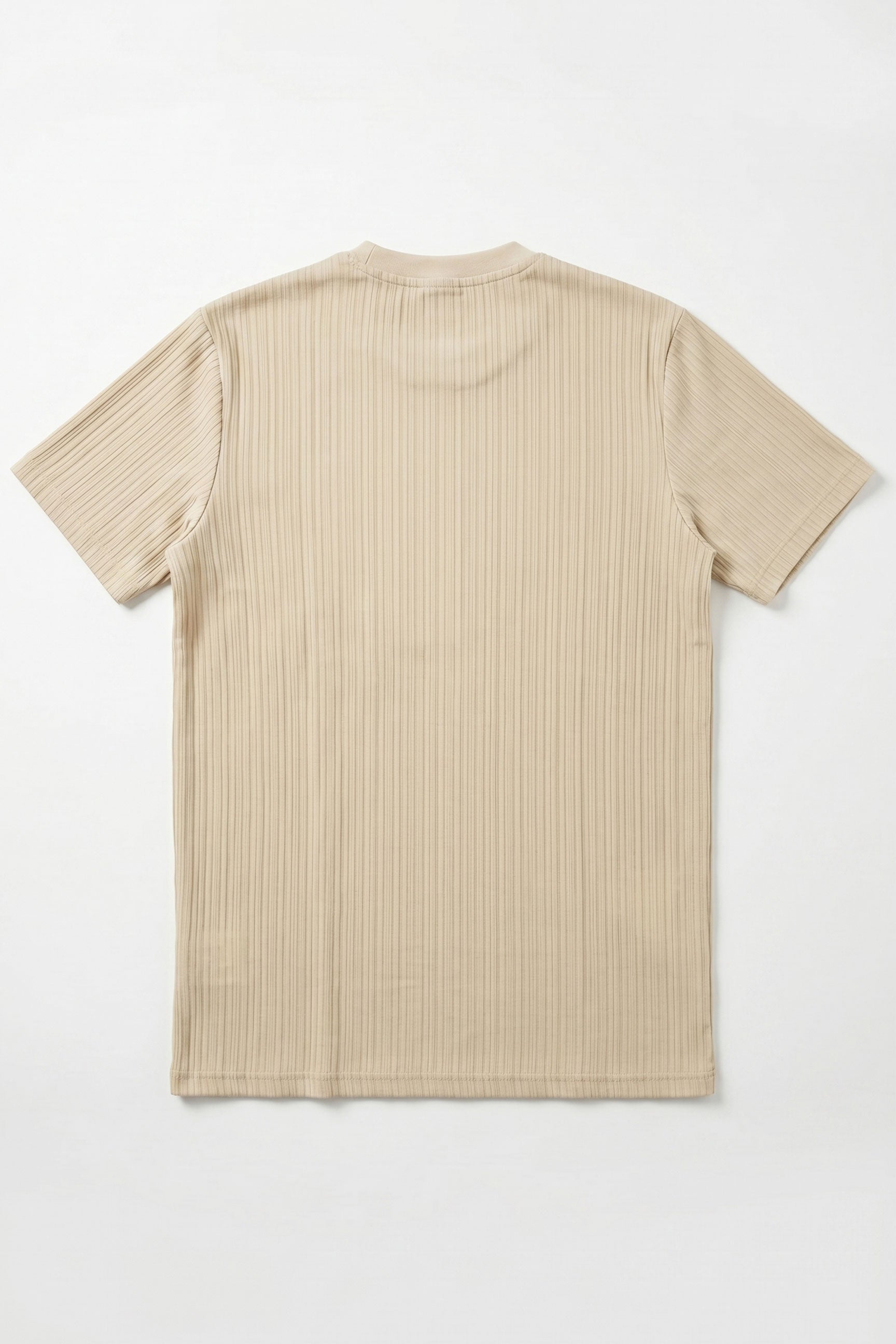 T-shirt classique côtelé beige pour homme