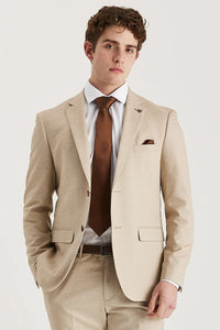 Belmont - Blazer beige pour homme, coupe ajustée