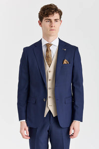 Costume Belmont bleu marine avec gilet contrastant beige Belmont