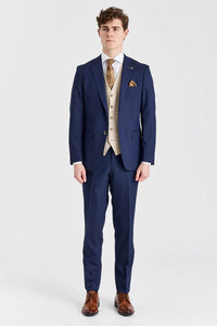 Costume Belmont bleu marine avec gilet contrastant beige Belmont