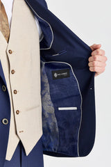 Costume Belmont bleu marine avec gilet contrastant beige Belmont