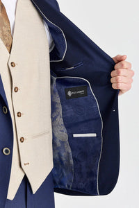 Costume Belmont bleu marine avec gilet contrastant beige Belmont