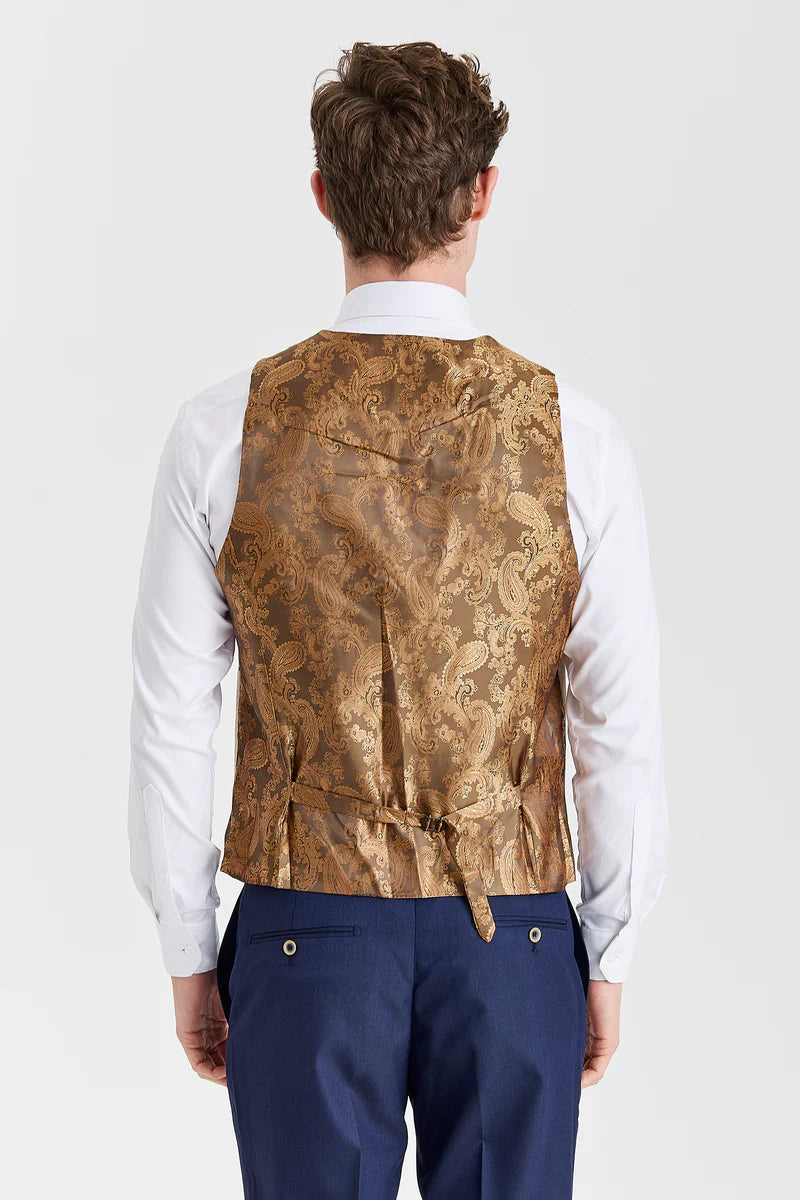 Costume Belmont bleu marine avec gilet contrastant beige Belmont