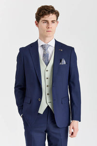 Costume Belmont bleu marine avec gilet contrastant Belmont sauge